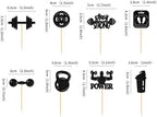 24PCS Gym Theme Cupcake Toppers Weight Lifting Workout Cake Topper Decoration for Fitness Theme Birthday Party Strong Bodybuilding Theme Party Supplies