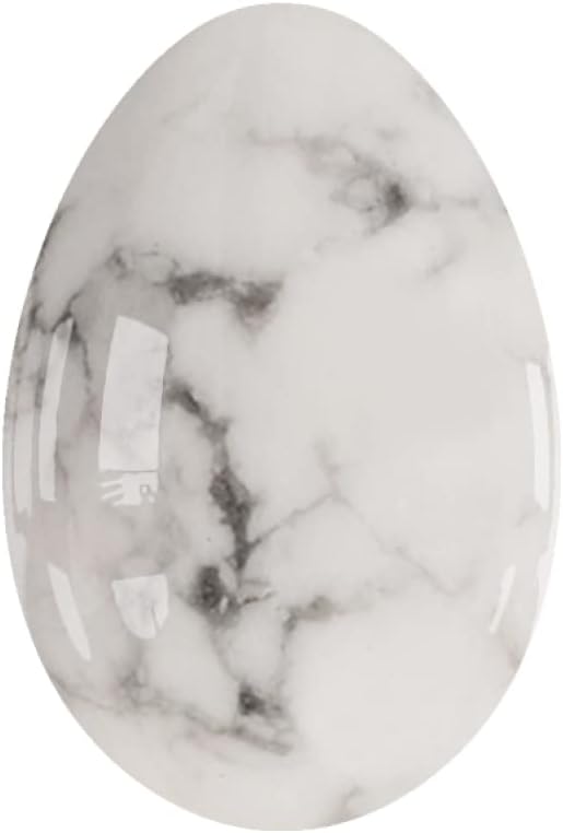 Undrilled Yoni Eggs Natural Real Jade Massage Egg for Women Kegel Exercise Feminine Hygiene Massage Balls,White Howlite,S-3x2cm