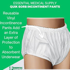 Essential Medical Supply Quik-Sorb Pull On Reusable Vinyl Incontinent Pants - Medium Size from 30in to 36in, Durable and Comfortable Vinyl Incontinence Underwear for Adults and Seniors