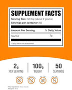 BulkSupplements.com Taurine Powder - Taurine Supplement, Taurine 2000mg, Amino Acids Supplement - Heart Health Supplements, Unflavored & Gluten Free, 2g per Serving, 100g (3.5 oz)