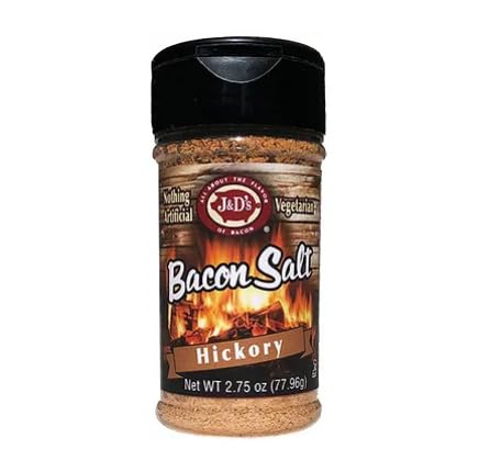 J&D's Bacon Salt, Original, 2.5 Ounce, Bacon-Flavored Seasoning Salt, Vegan, Vegetarian, Kosher (Hickory)
