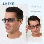 LKEYE Sport Reading Glasses Men Photochromic Lens Blue Light Blocking Computer Reader Wide Style Spring Hinge Eyeglass LK6082