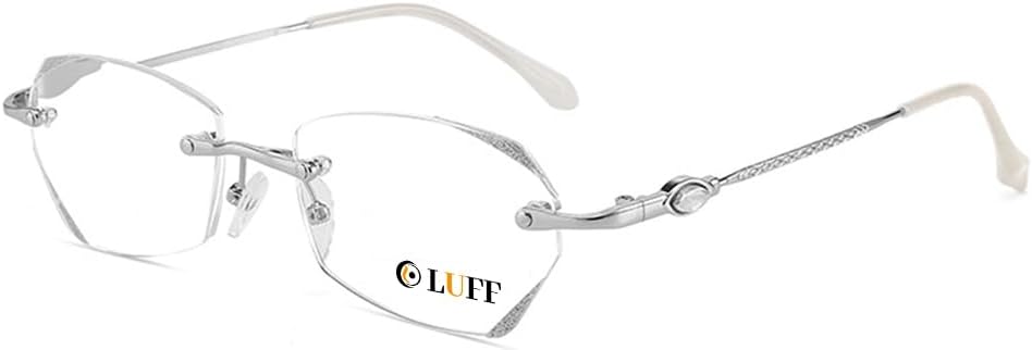 LUFF Rimless Reading Glasses for Women – Ultra-Lightweight 0.6oz Titanium Frame, Blue Light Anti-Eyestrain Computer Readers