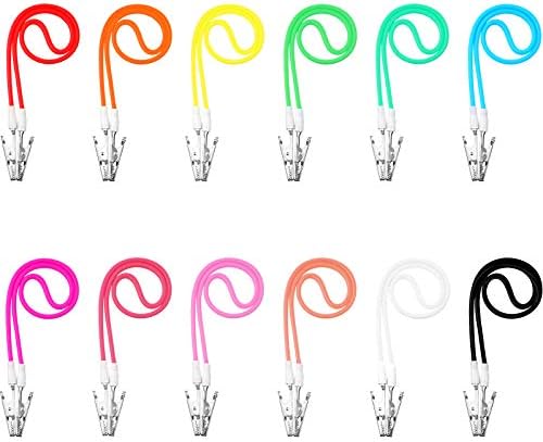 Patelai 12 Pcs Silicone Dental Bib Clips Colorful Napkin Clips Bib Holder Dentist Napkin Chain Neck Chain with Lanyard for Elderly Adult Patient Towels Restaurant Cloth Travel(Bright Color Series)