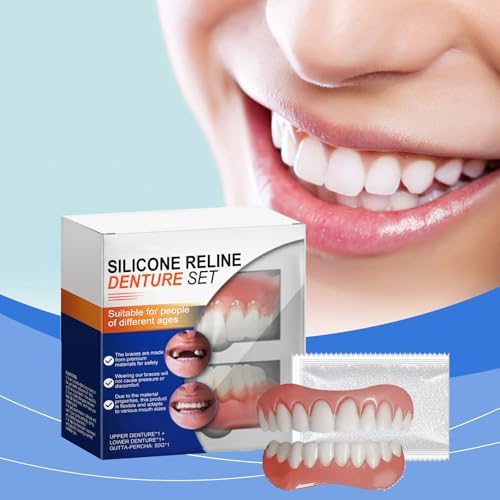 Advanced Customized Full Denture Set, Silicone Reline Denture Set, Denture Silicone Reline Kit for Dentures, Soft and Comfortable, Denture Silicone Reline Kit for Men & Women (2pcs)