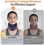 Ergonomic Neck Brace for Neck Pain and Support, Throat-friendly V-shape Cervical Collar with Dual Memory Foam for Comfort and Cervical Spine Pressure Relief, Vertebrae Stability (11.5" - 13.8")