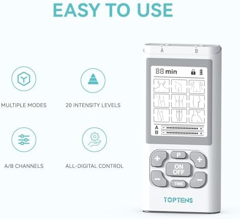 Dual Channel TENS Unit Muscle Stimulator Machine，9 Modes with 20pcs Premium Electrode Pads for Pain Relief