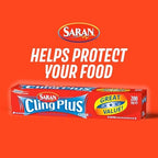 Saran Cling Plus Clear Plastic Wrap, Bulk Food Storage, Easy Dispense, 2,400 Sq Ft Roll