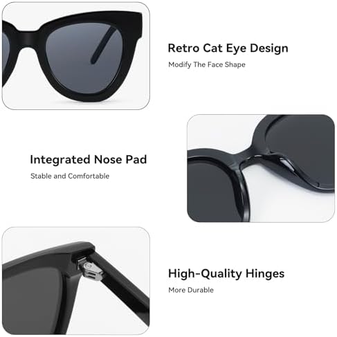 Dollger Retro Cat Eye Sunglasses Women Men Vintage Square Tortoise Shell Fashion Cateye Sunglasses