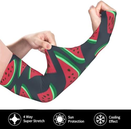 (Red watermelon) Cooling Arm Sleeves for Men Women, Sun Protection Gardening Sleeves for Driving, Cycling, Farm Work, and Sports