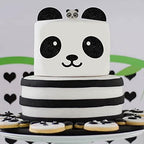 Panda Bear happy Birthday Cake Topper Animal Zoo Themed Kids Boy Girl family Party Decorations Supplies Black Sparkle Decor LIANGSS