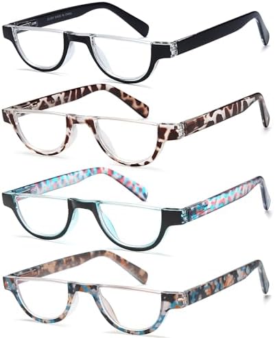 EYEURL Half Frame Reading Glasses for Women-4 Pack Blue Light Glasses Fashion Computer Readers for Women Anti UV Ray Eyeglasses with Spring Hinges 1.50