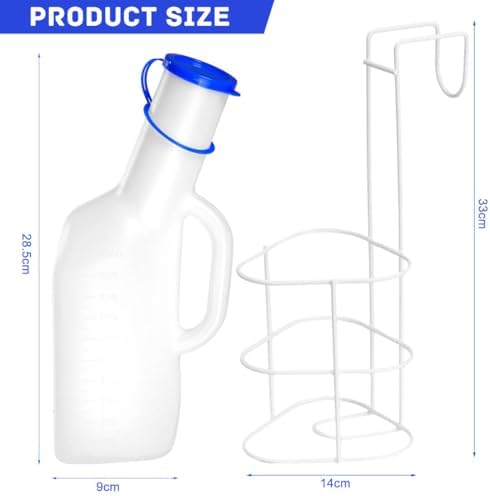 Urinals for Men Portable Urinal Bottle 32oz/1000mL Spilll Proof Travel Pee Bottles Plastic Mens Bedpan Male Urinals with Lid and Holder for Elderly Car Travel Emergency