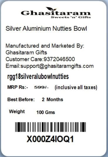 Ghasitaram Gifts Christmas Gifts Chocolates Hampers - Silver Aluminium Nutties Bowl