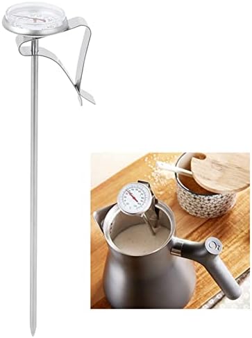 Coffee Thermometer Adjustable Hanging Milk Temperature Gauge Kitchen Accessory with Clip Brewing and Frothing Milk Thermometer for Cooking Coffee Baristas(Long)