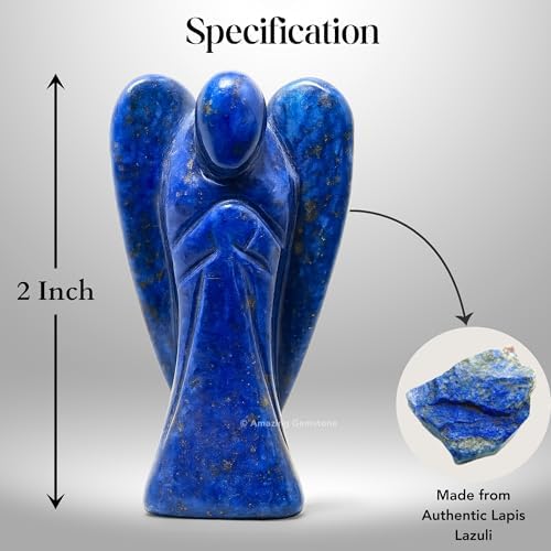 Amazing Gemstone Lapis Lazuli Angel - Lapis Lazuli Crystal Angel and Pocket Guardian Angel Crystal Figurines (2 inches)