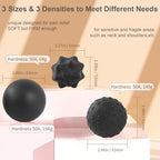 Silicone Massage Balls Set for Myofascial Release,Yoga Deep Tissue,Trigger Point Therapy & Foot Plantar Fasciitis,Muscle Soreness Massager Ball (3 Pack,Black)