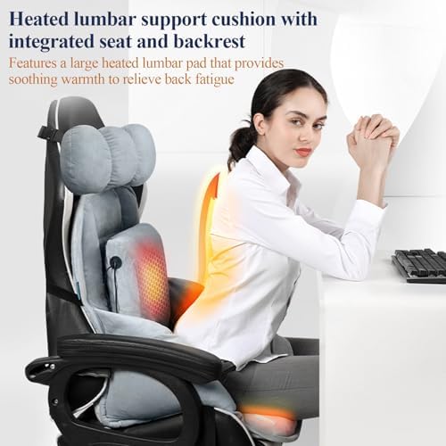 USB Heated Seat Cushion,Lumbar Support Heated Seat Pad with Armrest for Office Chair,Ajustable Backrest Warm Pillow for Long Sitting (Pink)