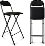 Office Chair Portable Folding Bar Stool with Backrest and Footrest Padded Kitchen for Dorm Home Stylish