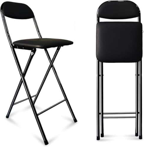 Office Chair Portable Folding Bar Stool with Backrest and Footrest Padded Kitchen for Dorm Home Stylish
