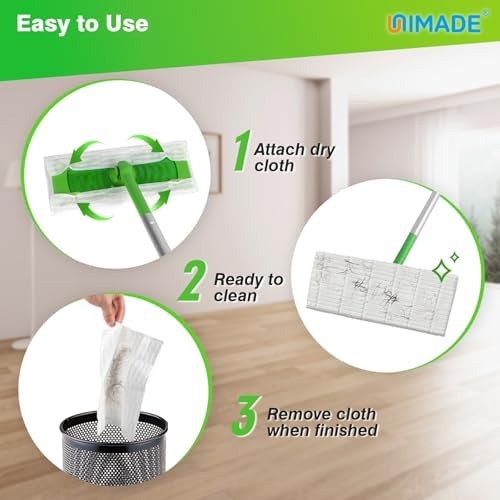 Dry Sweeping Cloths, 100 Count Mop Refill Compatible with Swiffer Sweeper - Disposable Duster Refills Mops for Cleaning Hardwood Floor Dust