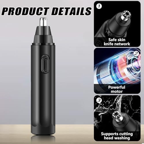 Electric Nose Hair Trimmer for Men and Women Battery Operated Clipper Waterproof Tool with Rotary Blade for Precision