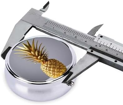 ZhongGuo Gold Pineapple Printed Pill Organizer,Round Travel Pill Organizer Mini Medicine Pill Box for Purse Iron Plating