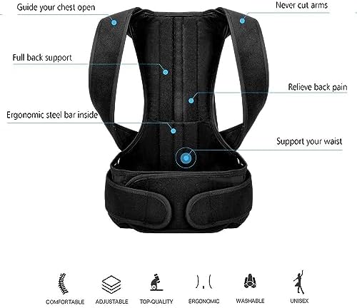 XS-5XL Waist Back Posture Corrector Adjustable Full Back Support Belt Lumbar Brace Spine Support Adults Vest Posture Trainer Comfortable Relieve Back Pain(X-Small)