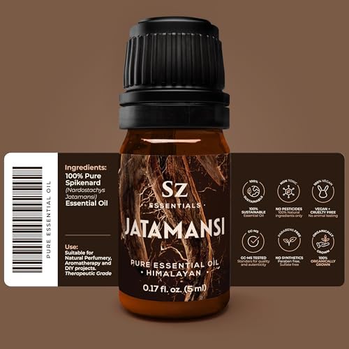 Jatamansi Essential Oil aka Spikenard - 100% Pure & Undiluted - Extracted from Nardostachys Jatamansi - Strong & Powerful Scent with Earthy Overtones - Therapeutic Grade - 0.17oz