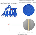 Blue Train 3rd Birthday Cake Topper, Blue Glitter Boy Girl 3 Years Birthday Party Decoration