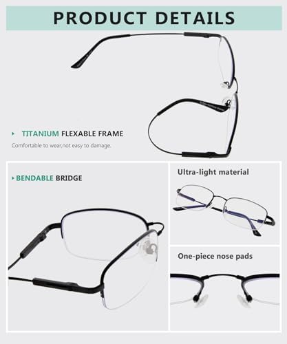 Eyekepper Half-Rim UV Protection Progressive Reading Glasses 3 Levels Multifocus Readers Men Women Bendable Memory Frame (Gold, 3.00)