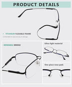 Eyekepper Half-Rim UV Protection Progressive Reading Glasses 3 Levels Multifocus Readers Men Women Bendable Memory Frame (Gold, 3.00)