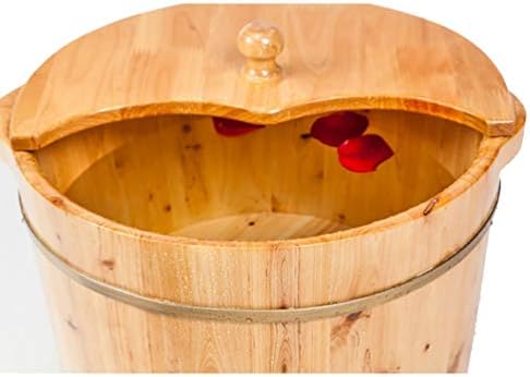 Foot Spa Wooden Barrel Foot Basin for Adults,Foot Soak Bucket with Lid,Foot Bath Spa Tub,Wood Bucket for Pedicure,Foot Tub for Soaking Feet of Light Smooth