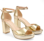 High Heels Chunky Platform Heels for Women Ankle Strap Comfy Open Toe Block Heeled Sandals Party Prom Wedding Dress Pumps