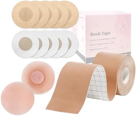 Boob Tape Breast Lift Tape for Large Breasts with 2 Pcs Nipple Covers Invisible Boobtape for A-G Cup
