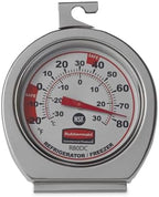 Rubbermaid Commercial Products Thermometer, Classic Large Mechanical Dial, Chrome, Extreme Temperature Range for Use in Refrigerator/Freezer/Cooler/Fridge