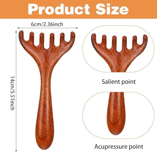 2 PCS Wood Scalp Massager, Wooden Massage Comb 6 Claws, Wood Head Massager Scalp Scratcher, Wooden Head Foot Scalp Massage Tool for Father's Day and Mother's Day Gifts