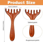 2 PCS Wood Scalp Massager, Wooden Massage Comb 6 Claws, Wood Head Massager Scalp Scratcher, Wooden Head Foot Scalp Massage Tool for Father's Day and Mother's Day Gifts