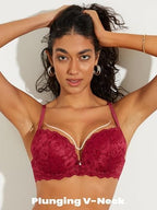 Push Up Bras for Women Add 2 Cups Sexy Lace Cleavage Extra Padded Plunge Bra Underwire