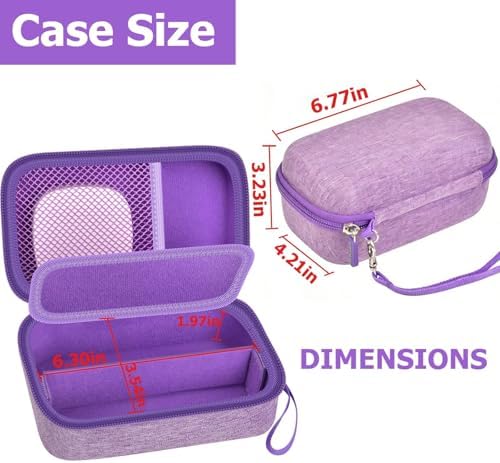 GWCASE Travel Glasses Organizer & Contact Lens Case - Adjustable Slots, Built-in Mirror, Tweezers, Solution Bottle & Hand Strap, Universal Fits Eyelasses/Sunglasses for Men & Women – Purple