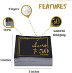 Cheers to Years Cocktail Napkins - 50 PK - 3-Ply Birthday Napkins 5x5 Inches Disposable Party Napkins Beverage Paper Napkins or Birthday Decorations Wedding Anniversary Black and Gold (50 Years)