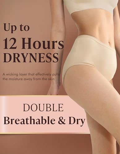 AIRCUTE Washable Absorbency Urinary Incontinence Underwear for Women High Waist Leak Proof Panties for Bladder Leakage 60ML, 3 Pack (Medium, Black-Beige-White)