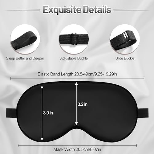 Sleep Mask, Silk Eye Mask for Sleeping with Adjustable Strap, Blindfold Eyeshade for Men & Women, Comfortable & Soft Eye Cover Eyeshade for Night Sleep (Black, Pink, Purple)