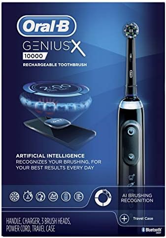 Oral-B GENIUS X Electric Toothbrush with 3 Oral-B Replacement Brush Heads and Toothbrush Case, Black