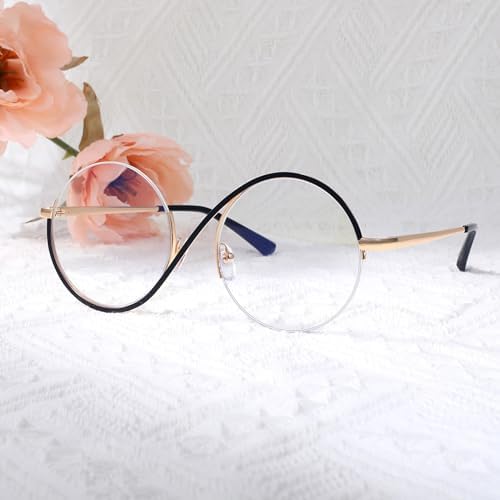 Round Reading Glasses for Women Men with Spring Hinge Multicolor Metal Frame Blue Light Blocking Womens Readers
