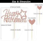 Sotpot 13PCS Rose Gold Glitter Happy Retirement Cake Topper with Heart Cupcake Toppers Retirement Cake Decoration for Retired Party Cake Decoration Party Supplies