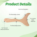 Lymphatic Drainage Massager, Natural Wood Therapy Massage Tools One-Handed Gua Sha Body Tool Manual Anti-Cellulite Sculpting Board for Muscle Release, Fascia Massage, Body Contouring - 1 Pack