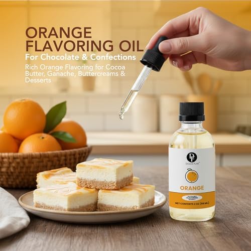Dolce Flav Natural Orange Extract – 2 Ounce Oil-Soluble Kosher, Sugar-Free, Concentrated Citrus Flavor for Candy, Chocolates & Desserts, Includes Measured Dropper