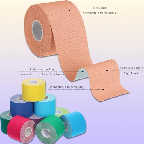 Timgle 30 Rolls Kinesiology Tape Bulk 2 in x 16 ft Waterproof Uncut Kinetic Athletic Tape Elastic Sports Tapes for Knee, Shoulder, Muscle Support & Exercise Recovery, 30 Colors (total Length 480 Ft)