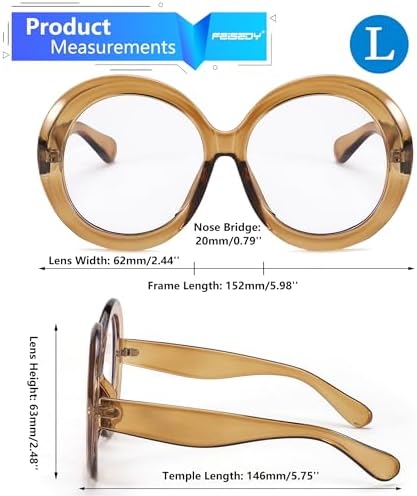 FEISEDY Oversized Blue Light Blocking Glasses Women Men Retro Big Round Frame Eyewear Clear Lens Computer Glasses B2997